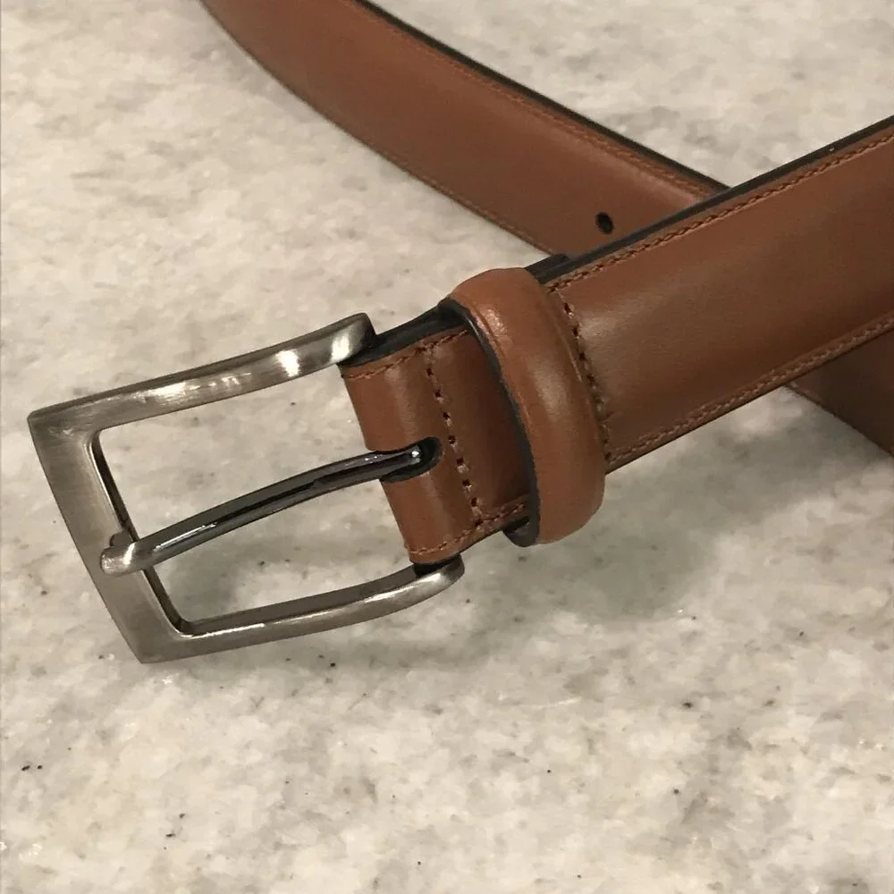 Roundtree & Yorke Belt Mens 44 Tan Brown Full Grain Cowhide Leather Dress Casual